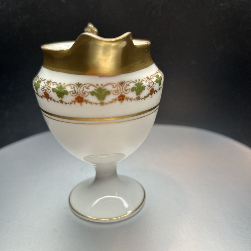 Limoges Porcelain Creamer Pitcher Gold Gilt Rim & Handle - Picture 2 of 9
